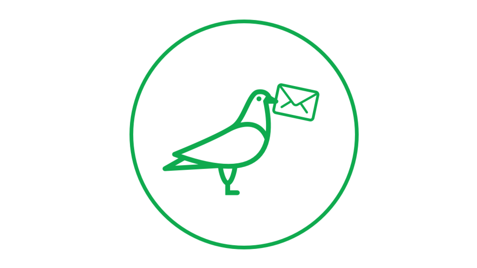 Bird holding envelope icon in green circle
